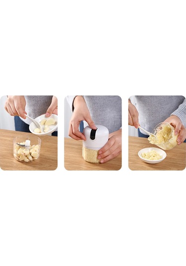 Sarımsak Kırıcı Elekikli Sarımsak Kırıcı Küçük Kıyma Makinesi Sarımsak Ev Mam White Beyaz