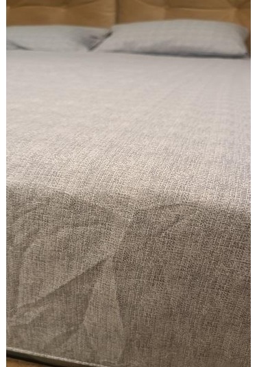 1448bng90298çarşaf Fıtted Çift Kişilik Keten Tarzı Pamuk Kumaş 2yastık Kılıflı Buz Gri Elyapım