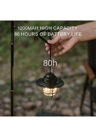 Aubyhe Güneş Tenekesi Desenli Kamp Lambası, Ipx4 Su Geçirmez, 4 Seviye Işık Ayarı, 1200mah Pil, 5-80 Saat Süre, Yeşil Rengi Koyu Yeşil