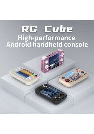 Anbernıc Rg Cube Retro Handheld Game Console With 3.95 Inch Screen T820 Cpu Android 13 Rgb Light With 128g Tf Card Black