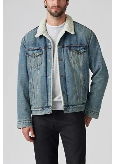 Levi's Rahat Kalıp Sherpa Trucker Kürklü Kot Ceket Mavi