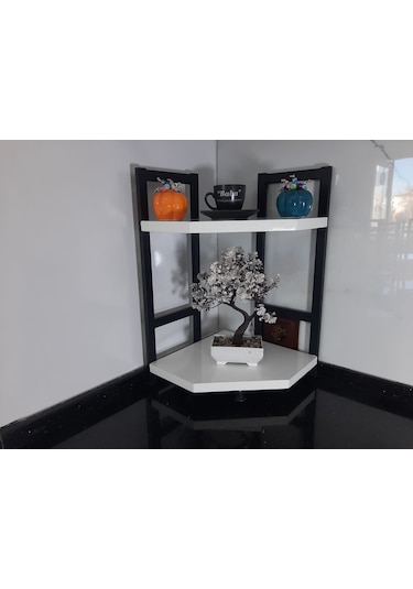 Tezgah Üstü Köşe Raf İkili Beyaz