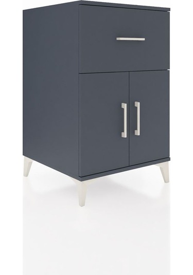 Kronos Komodin Tek Raflı Tek Çekmeceli 2 Kapaklı 60x59x96 Antrasit-antrasit Antrasit