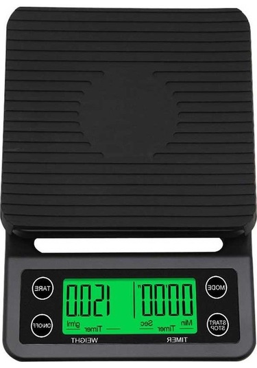 Novahub 0.1g Hassas, 3kg Kapasiteli, Zamanlayıcı Mutfak Kahve Terazisi, Pil Hariç Siyah Siyah