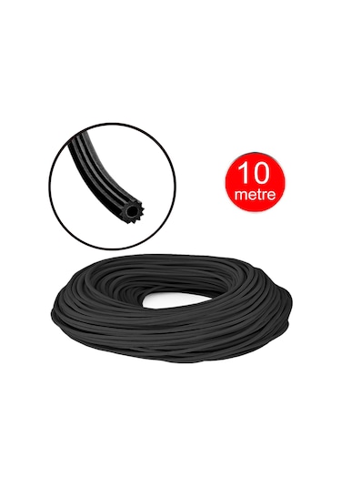 Alüminyum Sineklik Teli Fitili Siyah 5mm Kapı Pencere Tül Sabitleme Lastik Contası -10 Metre