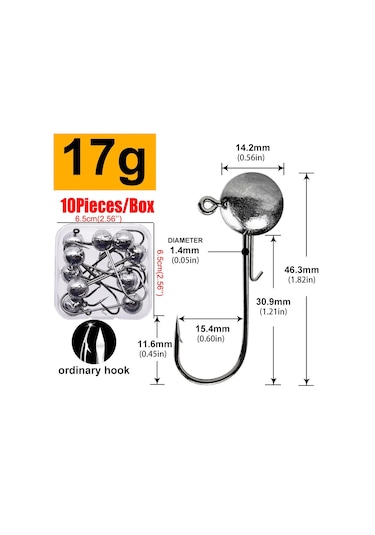 Mrlurion 1 Kutu 2g 3g 7g 10g 12g 18g 20g Balıkçılık Kanca, Jig Kanca Yuvarlak 17g 17g