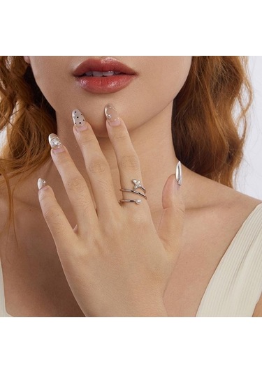 Fastbuy S925 Platinum Kaplı Multi Katlı Kelebek Ayarlanabilir Bsr627-e Çok Renkli Sterling Silver戒指 Çok Renkli