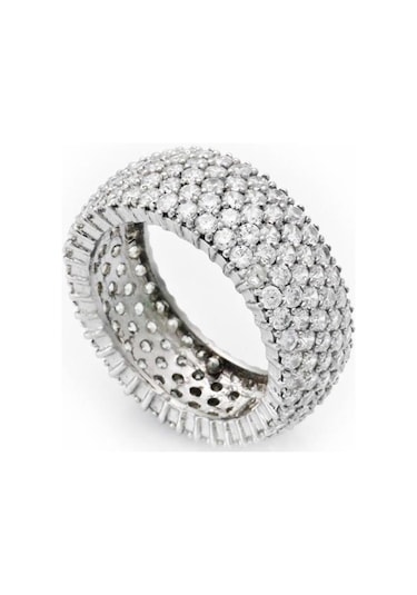 Beş Sıra Tam Tur Taşlı Bayan Gümüş Yüzük Alyans Tgy09 - 31175461