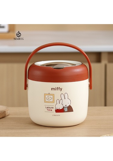 Miffy Paslanmaz Çelik Öğle Yemeği Kutusu Yalıtım Kutusu Büyük Kırmızı