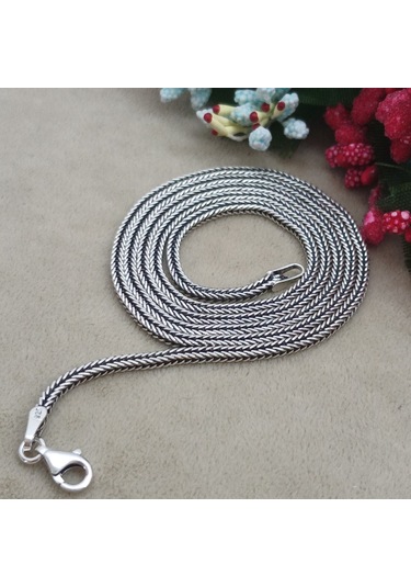 925 Ayar Gümüş Tilki Kuyruğu Model Kolye 2 Mm 55 Cm