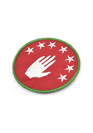 Abhaz Bayrak Nakışlı Yuvarlak Etiket (Kırmızı) Çapı 8 cm Çok Renkli