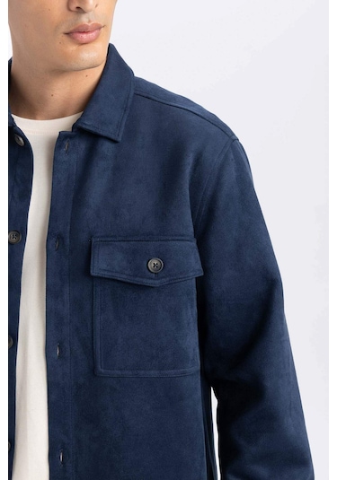 DeFacto Regular Fit Polo Yaka Süet Gömlek Ceket D3379AX25SPNV256
