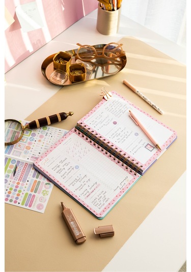 2026 A5 Spiralli Renkli Haftalık Ajanda 12 Aylık Motivasyon Sayfalı Disco Disco