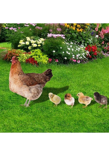 Qingmipy Bahçe Dekorasyonu Piliç Şekilli Akrilik Toprak Takımı - Dış Mekan Bahçe Zemin Süs Yklu076