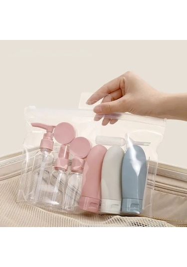 Silikon Torba Ve Çıkartmalar İle Seyahat Kozmetik Şişe Seti Diğer