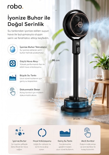Soğuk Su Buharlı Vantilatör Siyah