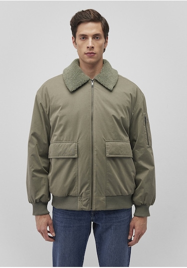 Mavi - Dik Yaka Yeşil Bomber Ceket 0110465-85485 Yeşil