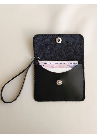Luna Luster Hakiki Deri Minimal Tasarım Unisex Siyah Kartlık & Cüzdan SİYAH
