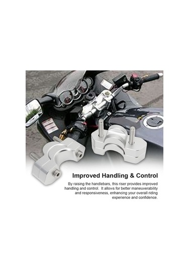 Pazly Motosiklet Gidon Yükseltici 2 Adet Alüminyum Alaşımlı Lmk00310 Seti Gümüş