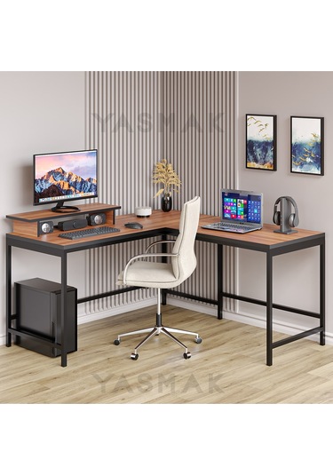 Ceviz L Tipi Çalışma Oyun Masası 270-c Dıştan Dışa 150x150 Gelmektedir Ceviz