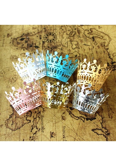 Suntek 50 Adet Lazer Kesim Taç Tema Cupcake Sarmalayıcılar