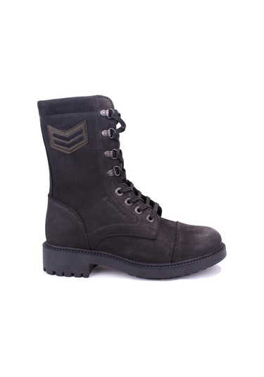 Hammer Jack 10218354 Siyah Ortopedik Günlük Düz Topuk Kadın Deri Bot 001