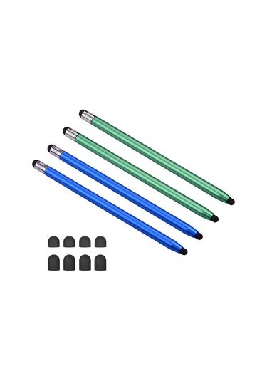 Aubyhe Çift Uçlu Hassas Metal Stylus Kalem Seti - 4 Adet 2 Mavi 2 Yeşil Tablet Ve Telefonlar İçin