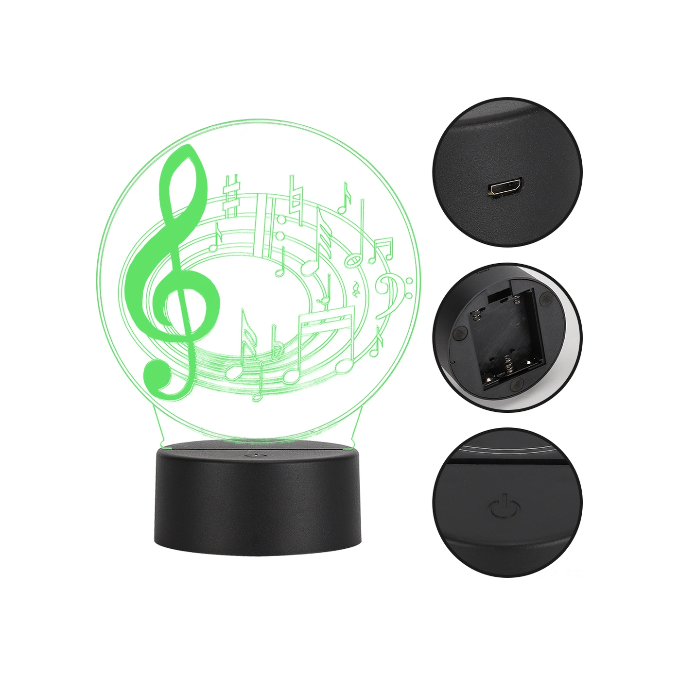 Wezone Müzik Notası 3d Led Gece Lambası, Dokunmatik Renk Değiştirme, Usb Besleme, Ev Dekoru Hediyelik Işık Pil Dahil Değil Diğer