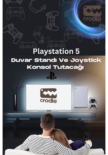 2'li PS5 - PS5 Slim Duvar Standı Joystick Konsol Tutacağı Gaming Aksesuar