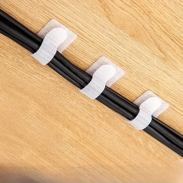 Chuangyinshop 20 Parça Kendinden Yapışkanlı Nylon Cırt Cırt Bağ Kablosu Düzenleyici Şerit Beyaz