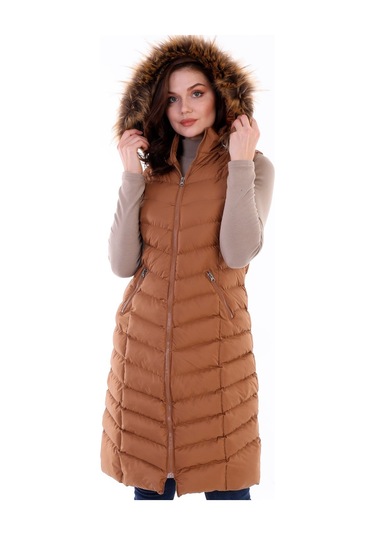Z6684 Dewberry Bayan Yelek-camel CAMEL