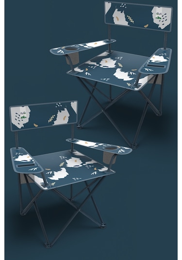 Perilla Qufi Katlanır Kamp Piknik Sandalyesi Rejisör Koltuğu - 2 Adet Mavi Mavi