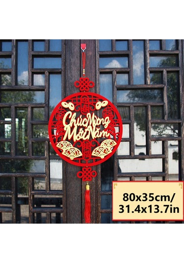 Geeroyoo 2025 Yılan Yılı Vietnam Yeni Yılı Dekorasyonu - Dairesel Çift Kanatlı Kumaş Duvar Süsü