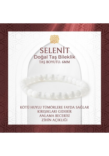 Saff Doğaltaş Selenit 6 MM Doğal Taş Bileklik Çok Renkli