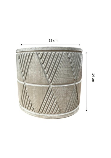 Bitki Tasarımı Ev Dekorasyon Bej Piramit Beton Saksı Çiçeklik Saksılık