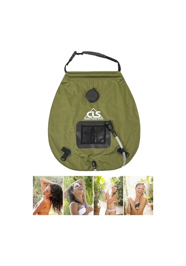 Outdoor 20l Taşınabilir Kampçılık Solar Duş Çantası Haki