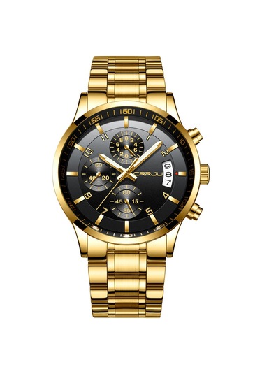 Crrju/kajun 2214 Yeni Erkek İş Saati Erkek Saati Altı Pimli Kronograf Çok İşlevli Paslanmaz Çelik Saat Goldbeltblackface Diğer