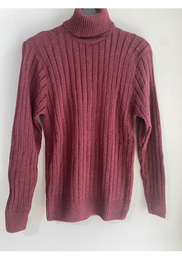 Martino Butik Unisex Balıkçı Yaka Triko Bordo Kazak Bordo