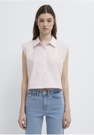Mavi - Çizgili Bluz 1211472-91599 Pembe