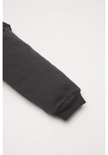 DeFacto Kız Bebek Bisiklet Yaka İçi Yumuşak Tüylü Sweatshirt D6678A524WNAR1 Antrasit