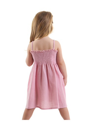 Denokids Çiçekli Gülkurusu Kız Bebek Çocuk Müslin Elbise Çok Renkli