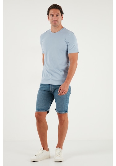 Buratti Pamuklu Regular Fit Bisiklet Yaka Erkek T Shirt 59020204 Açık Mavi