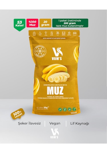 Voms Dondurularak Kurutulmuş Meyve Cipsi - Freeze Dried Muz 20gr 20 G