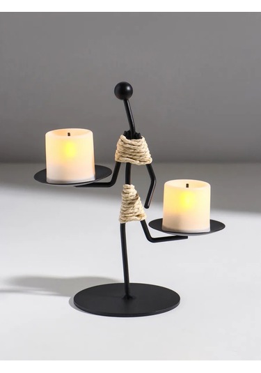 Simalend Mum İçin Metal Figürlü Şamdan 458077852 Siyah