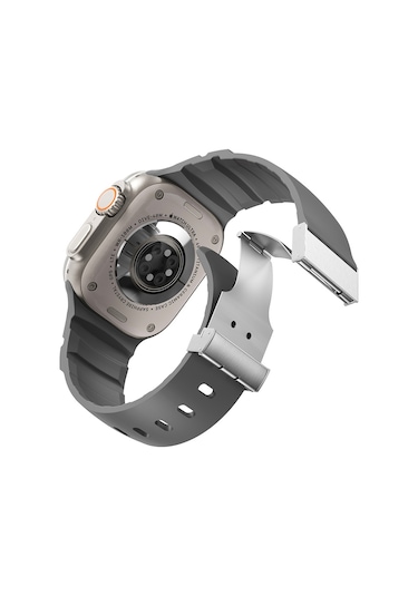 Apple Uyumlu Watch 42mm Zore Krd-145 Metal Tokalı Silikon Kordon