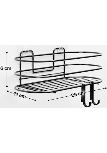 ﻿Bino 4 Askılı Şampuanlık Sabunluk Banyo Düzenleyici Duş Rafı Paslanmaz Organizer 2'li Set Siyah