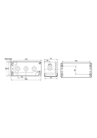 METE ENERJİ 402620 80X170X73 Buton Kutusu 3 Lü