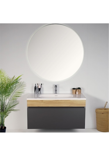Kobos Harmony 100 Cm Banyo Dolabı Seti Füme + Meguro