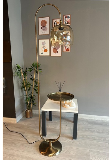 Dijon Bal Rengi Cam Lambader U Tepsili Modern Dekoratif Metal Oturma Odası Çalışma Odası Zemin Natural