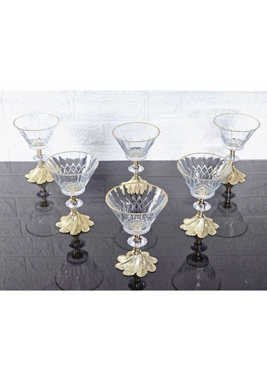 Paşabahçe Serisi Vanıllıa Kase & Magnolıa Kase & Dondurmalık & Şekerlik Semerkand Gold Döküm Ayaklı Naturel